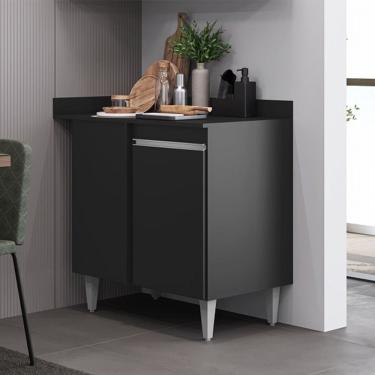 Imagem de Balcão de Canto Helena 90cm 1 Porta Preto Maderatto Móveis