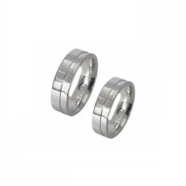 Imagem de Aliança em Prata 925 com Friso - Design Exclusivo - Justino Ribas, 20