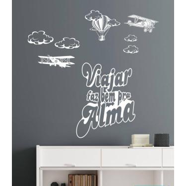 Imagem de Adesivo Decorativo De Parede Viajar Faz Bem Pra Alma Avião