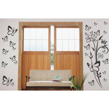 Imagem de Adesivos Decorativo de Sala Quarto Kit Borboleta E Floral