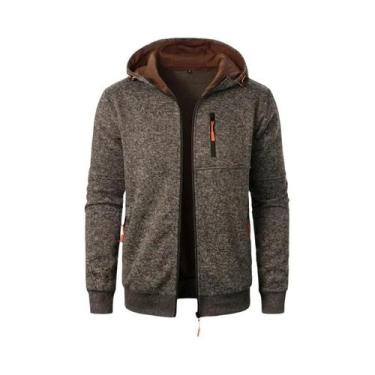 Imagem de Moletom Masculino Oversize Com Capuz E Zíper, Manga Longa, Quente Para