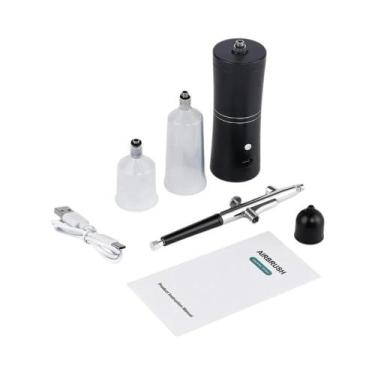 Imagem de Kit De Aerógrafo Portátil Preto De 0,3mm Com Compressor De Ar Mini E P