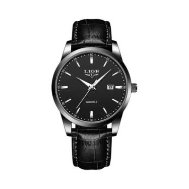 Imagem de Relógio Esportivo Masculino De Couro À Prova d'Água Com Quartzo, Cronó