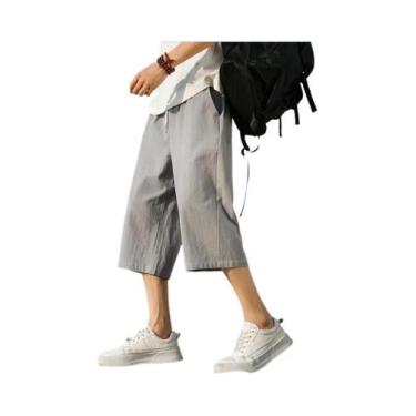 Imagem de Shorts Masculinos Leves De Algodão E Linho Para O Verão, Cor Sólida, S
