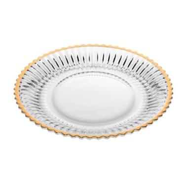 Imagem de Jogo 4 Pratos 20cm Sobremesa Borda Dourada Cristal Imperatriz Wolff