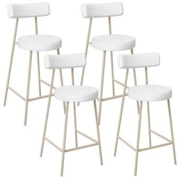 Imagem de Kit 04 Banquetas Baixa Cozinha Sala Jantar Bancada Milão Arena L02 Fac