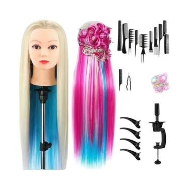 Imagem de Cabeça De Manequim De 24 Polegadas Com Cabelo De Fibra Para Prática De