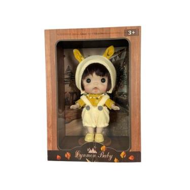 Imagem de Boneca Lynmon Baby 20cm  Roupinha Amarela com Orelhinhas