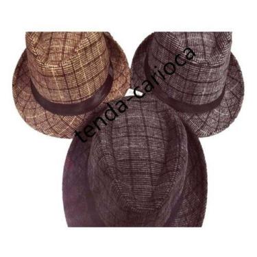 Imagem de Chapeu Fedora  Veludo Grosso Xadrez Uso Inverno Frio - Mrvendas, P