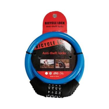 Imagem de Cadeado De Bicicleta De Combinação De 4 Dígitos Reforçado Com Cabo De 