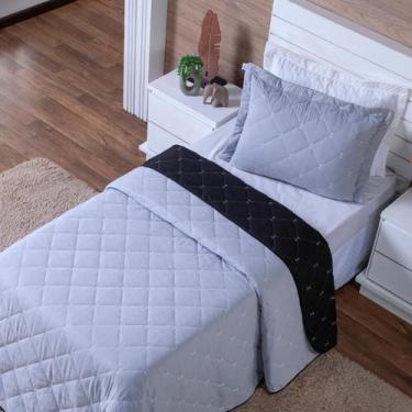 Imagem de Kit Cobre Leito Dupla Face Solteiro Bordado Essence Hipercal 400 Fios 