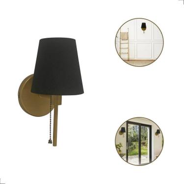 Imagem de Arandela String Mini Tocheira Moderna Cupula Tecido Preto