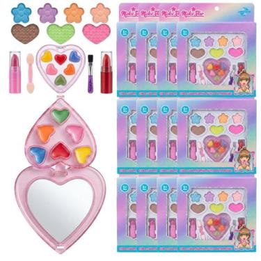 Imagem de Kit 12 Maquiagem Sombra Coraçãozinho Maleta Com Acessórios Para Crianç