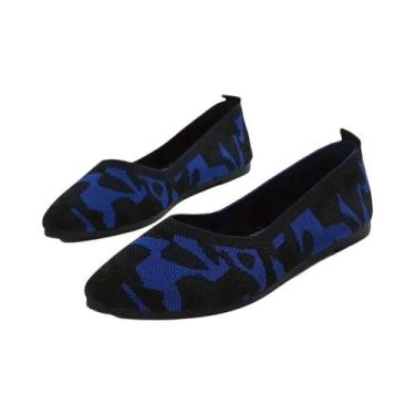 Imagem de Sapatilhas Casuais Femininas De Malha Com Bico Fino, Cor Sólida, Respi