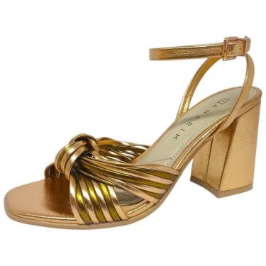 Imagem de Sandália Feminina Salto Bloco Metalizada Elegante Ramarim