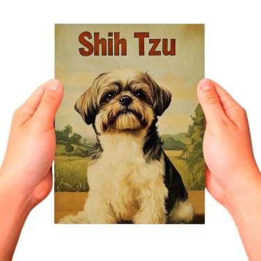 Imagem de Placa Decorativa Raças Cachorro Vintage Shih Tzu