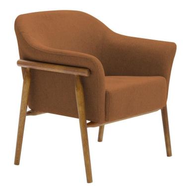 Imagem de Poltrona Sala De Estar Luna Base Madeira Castanho Poliéster Terracota - Nexta Casa