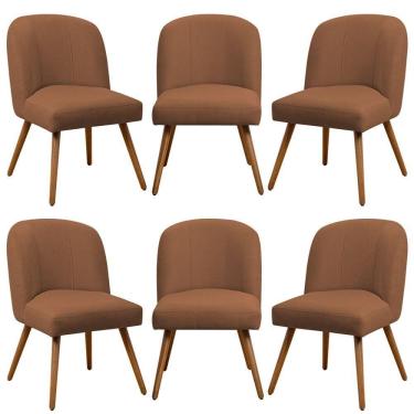 Imagem de Kit 06 Cadeiras De Jantar Cléo Pés Palito Linho Terracota - Nexta Casa