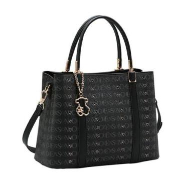 Imagem de Bolsa Feminina de Mão Chenson CG85397 Cristal Monograma Cor:Café, Pret