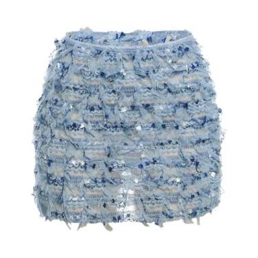 Imagem de Saias Coloridas Com Franjas Para Mulheres, Estilo Peach Hip, Malha Fin