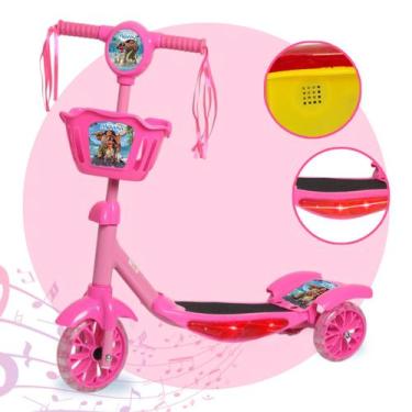 Imagem de Patinete 3 Rodas Menina Luz Som Ajustável Rosa Princesa - Toys 2U