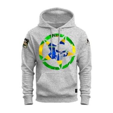 Imagem de Moletom Canguru Blusa De Frio Confortável Estampado Brasão Brasil-Unissex