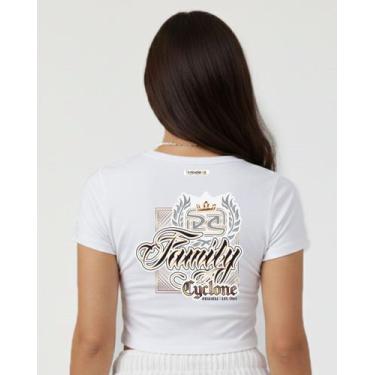 Imagem de Baby Look Cyclone Cropped Gothic Letters Metal, Branco, P