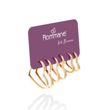 Imagem de Kit Brinco Rommanel 3 Pares de Argolas Coração Vazado - 527288