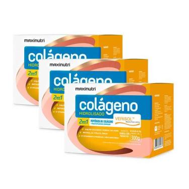 Imagem de Kit 03 Colágeno Verisol 30 Sachês Manga Maracujá Maxinutri