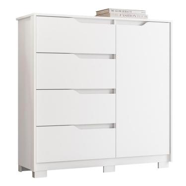Imagem de Cômoda Sole 4 Gavetas em MDP com Puxador Cava Branco Estilo Moderno para Quarto