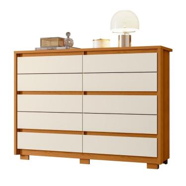 Imagem de Cômoda Duetto 10 Gavetas em MDF Off White Cinamomo com Corrediças Telescópicas 151cm de Largura