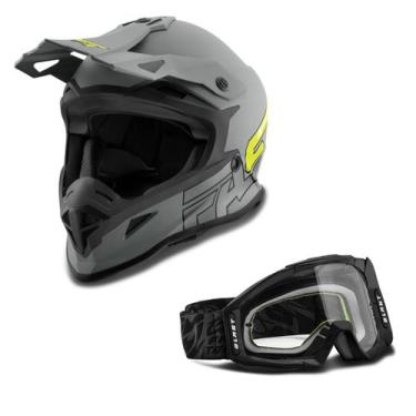 Imagem de Kit Capacete Pro Tork Fast 788 Grey Fosco + Óculos Pro Tork Blast Verd