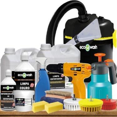 Imagem de Kit Lavagem A Seco De Estofados + Aspirador + Parafusadeira - Eco Wash