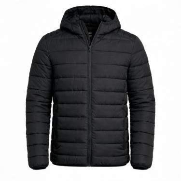 Imagem de Jaqueta Puffer Masculina Bobojaco Com Capuz Frio Intenso Luxo, Preto, 