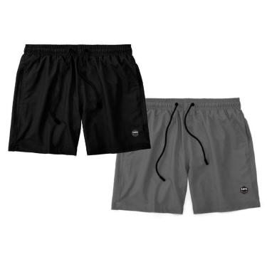 Imagem de Kit 2 Bermudas Life Lisa Short Liso Masculino Básico Mauricinho Tactel - Preto+Cinza-Un...