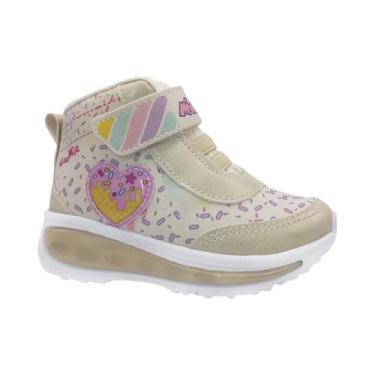 Imagem de Tênis Botinha Com Led Calce Fácil Infantil Menina Mini Pé Off White 27