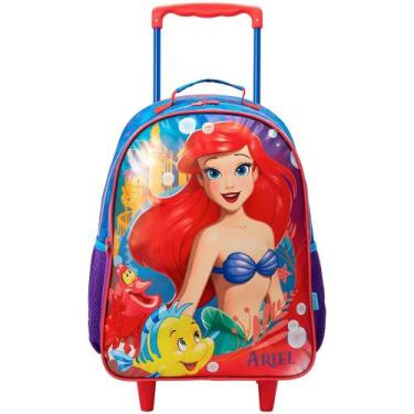 Imagem de Mochila De Rodinhas Escolar Infantil Princesa Ariel Disney, Roxo