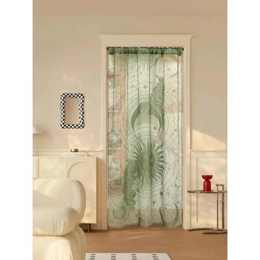 Imagem de Cortina De Porta Transparente Com Bordado Floral De 72 Polegadas, Voil