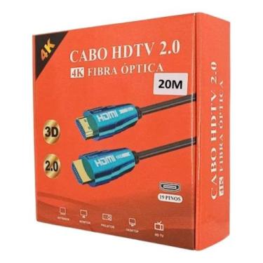 Imagem de Cabo HDMI Fibra Óptica 2.0 4K  20 Metros Emborrachado - FeL