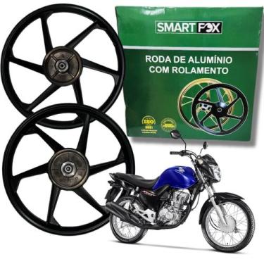 Imagem de Par Roda 6 Palito Liga Leve Cg Titan Fan 150 Freio Tambor - Smartfox