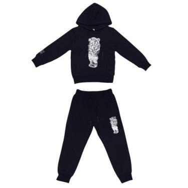 Imagem de Conjunto Infantil Menino Moletom Inverno Tigre - Kiki & Mily, 4, Preto