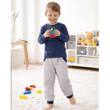 Imagem de Calça Moletom Bebê Infantil Menino Peluciada Inverno Jogger com Bolso 