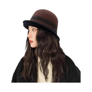 Imagem de Chapéus De Lã Listrados Femininos Dobráveis: Elegantes Fedoras, Panamá