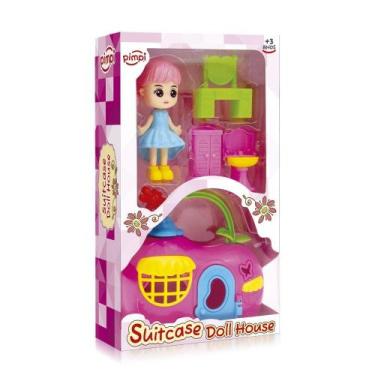 Imagem de Casa Boneca Infantil Maleta Portátil Mini Móveis Acessórios - Pimpi