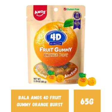 Imagem de Bala descascavel laranja amos 4d fruit gummy orange burst 65g