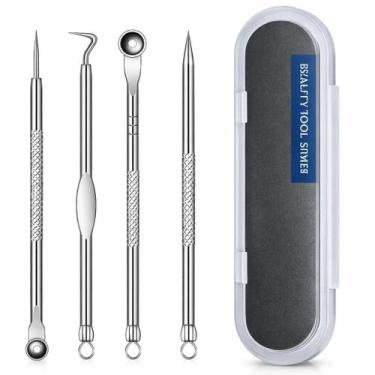 Imagem de Kit 4 Pincas Removedor de Cravo Profissional Inox Limpeza Facial Espin