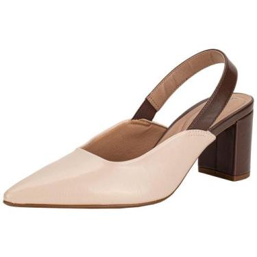 Imagem de Scarpin feminino salto grosso beira rio 4241240, Café, Bege, 35