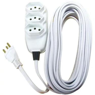 Imagem de Extensão Tri 2P+T Cabo PP 3X0,75mm 4,5m Branco Ilumi