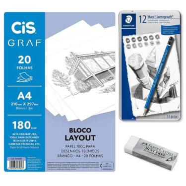 Imagem de Lápis Grafite Profissional Bloco Desenho Técnico Layout A4 - Staedtler