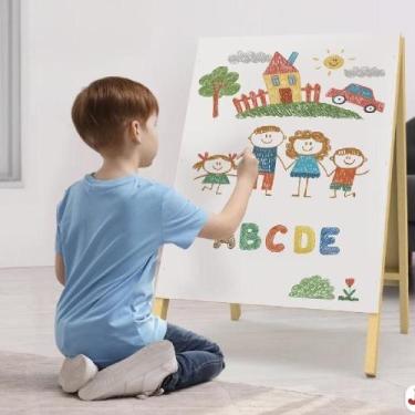 Imagem de Quadro Cavalete Duplo Branco MDF Lousa Portátil p/ Marcador - Junges